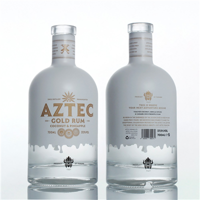 Chai thủy tinh rượu rum in tùy chỉnh 700ml, thanh trên cùng